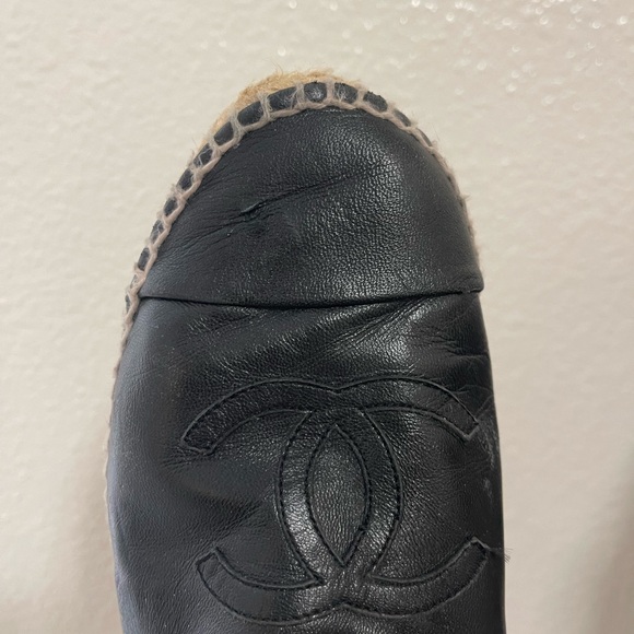 Chanel CC Black Lambskin Leather Espadrilles - Picture 11 of 16